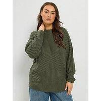 Yours Curve Stitch Design Jumper - Green
