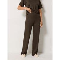 Long Tall Sally Womens Wide Leg Elasticated Waist Trousers - Brown