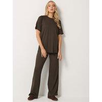 Long Tall Sally Womens Tall Raglan T-Shirt & Trousers Set - Brown