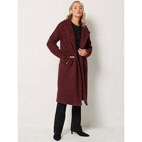 Long Tall Sally Boucle Funnel Neck Coat - Red