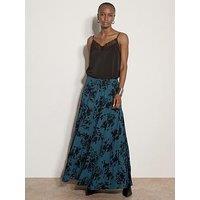 Apricot Floral Tiered Silhouette Skirt - Green