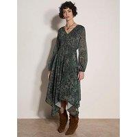 Apricot Brushed Distressed Leopard Print Midaxi Dress - Green