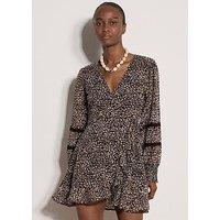 Apricot Leopard Print Mini Dress - Brown