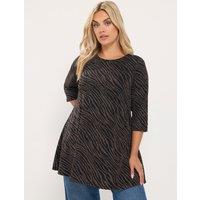 Yours Womens Curve Sparkle Jacquard Swing Blouse - Black