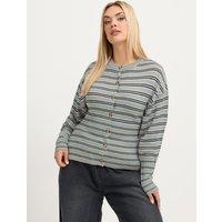 Yours Curve Stripe Wide Hem Cardigan