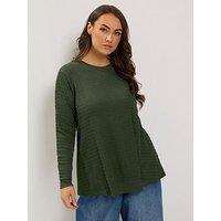 Yours Curve Long Sleeve Swing Top - Green