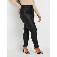 Yours Curve Coated Ava Trouser 28 - Black