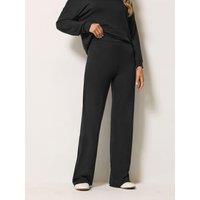 Long Tall Sally Womens Tall Loopback Wide Leg Pull-On Trousers - Black