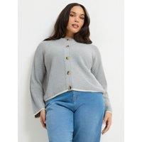 Yours Curve Ribbed Crew Neck Cardigan