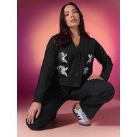 Yours Curve Sequin Ghost Cardigan