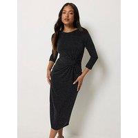 Pixiegirl Petite Brillo Twist Detail Midi Dress - Black