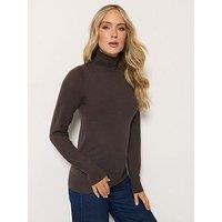Long Tall Sally Wool Roll Neck Jumper - Brown