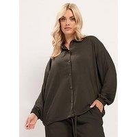 Yours Curve Textured Jersey Jacket - Brown