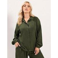 Yours Curve Textured Jersey Jacket - Green