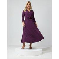 Yours Womens Curve Buckle Wrap Midi Dress - Red