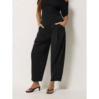 Pixiegirl Petite Lurex Barrel Trouser - Black