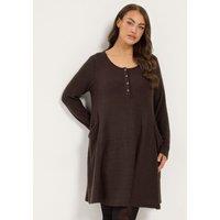 Yours Womens Curve Henley Drape Pocket Dress - Brown