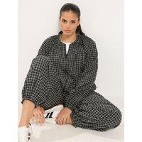 Yours Womens Curve Checked Zip-Through Jacket - Black