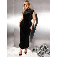 Yours Curve Diamante Velvet Dress