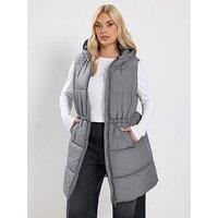 Yours Curve Zip Thru Gilet - Grey