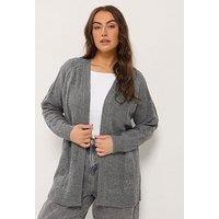 Yours Womens Plus Size Cable Knit Open Front Cardigan - Grey