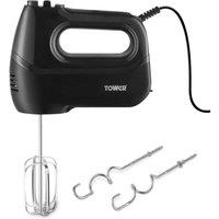 Tower 400W Hand Mixer With Beaters & Dough Hooks, Black