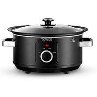 Tower Sear & Stew 3.5L Slow Cooker With Hob-Safe Pot,163W, Black