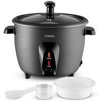 Tower 1.5L Rice Cooker, Steamer Basket, Measuring Cup & Spoon, 500W, Black