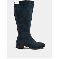 Yours Extra Wide Fit Stretch Knee High Flat Boot - Blue