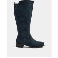 Yours Wide Fit Stretch Knee High Flat Boot - Blue