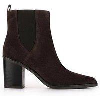 Jones Bootmaker Kalamata Block Heel Ankle Boot - Chocolate Suede
