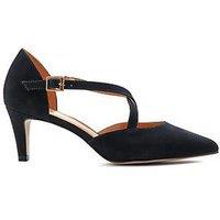 Jones Bootmaker Ysawide Cross Over Strap Court Heel - Navy Nubuck