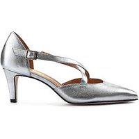 Jones Bootmaker Ysawide Cross Over Strap Court Heel - Silver Metallic