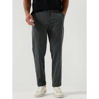 Les Deux Mens Herringbone Stretch Tailored Suit Trousers - Black