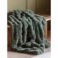 Gallery Direct Marshmallow Rabbit Faux Fur Thrw Olive 130X170Cm