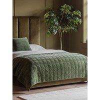 Gallery Direct Cotton Velvet Quilted Bedspread Olive 220X240Cm