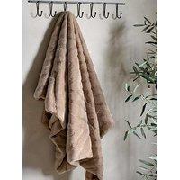 Gallery Direct Chevron Rabbit Faux Fur Throw Mink 130X170Cm