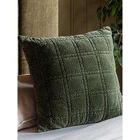 Gallery Direct Cotton Velvet Quilted Cushion Olive 50X50Cm