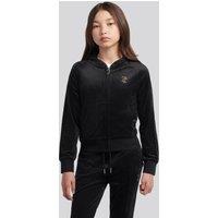 Juicy Couture Girls Velour Diamante Zip Through Hoodie - Black