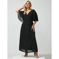 Yours Curve Mesh Glitter Wrap Dres