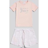 Juicy Couture Girls Glitter Slogan Tee Shorts Pyjama Set - Pink