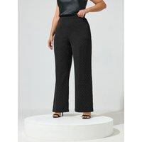 Yours Womens Curve Stud Detail Wide Leg Pull-On Trousers - Black