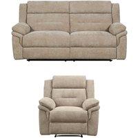 The Very Collection Lowen Chunky Weave 3 Seater Sofa + Armchair Manual Recliner Set (Buy & Save!)
