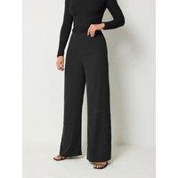 Long Tall Sally Womens Tall Stud Wide Leg Trousers - Black