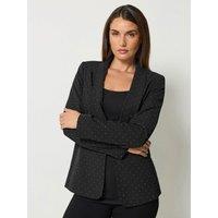 Long Tall Sally Womens Tall Stud Detail Open Front Blazer - Black