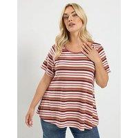 Yours Curve Stripe Ribbed Top