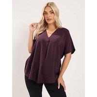 Yours Curve V Neck Grown On Sleeve Top - Red