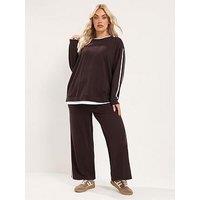 Yours Curve 2 In 1 Jumper & Wide Leg Trouser - Brown