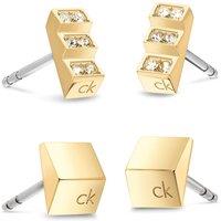 Calvin Klein Women'S Ck Series Gold Plated Duo Earrings
