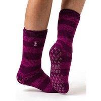 Heat Holders Womens Brushed Lined Non-Slip Stripe Slipper Socks